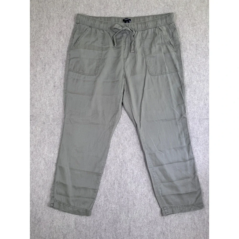 Jones New York Jones & Co Womens 1X Sage Green Drawstring Utility Pants‎ Relaxed